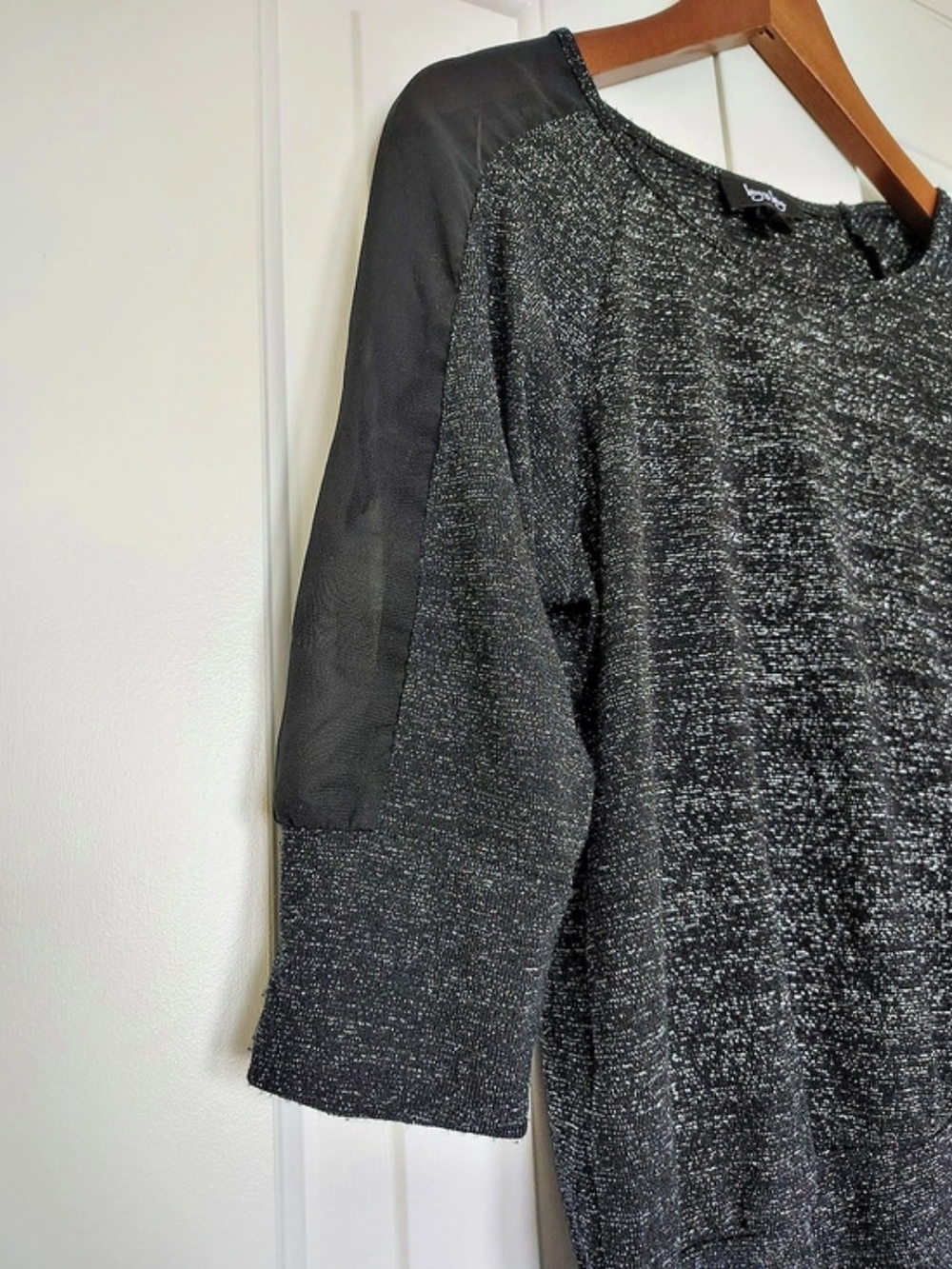 Y2K by&by Metallic Long Sleeve Top with Mesh Sleeves - Picture 3 of 4